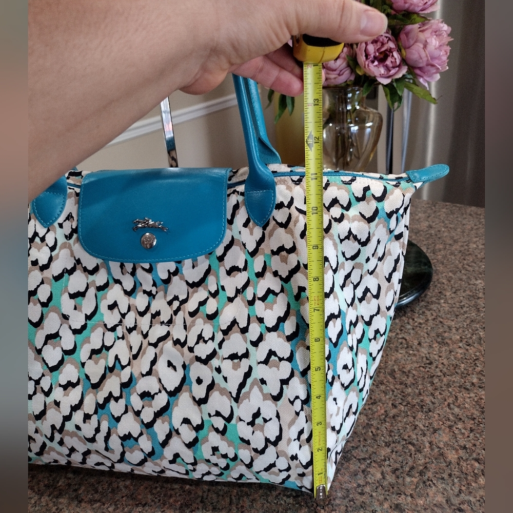 Longchamp Turquoise phanter print canvas and leather limited edition - Picture 14 of 17